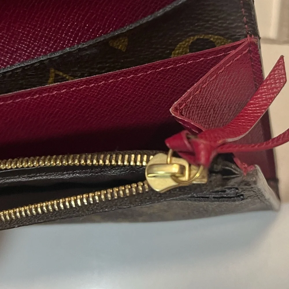 Louis Vuitton Monogram Canvas Trifold Wallet with Red Snap
